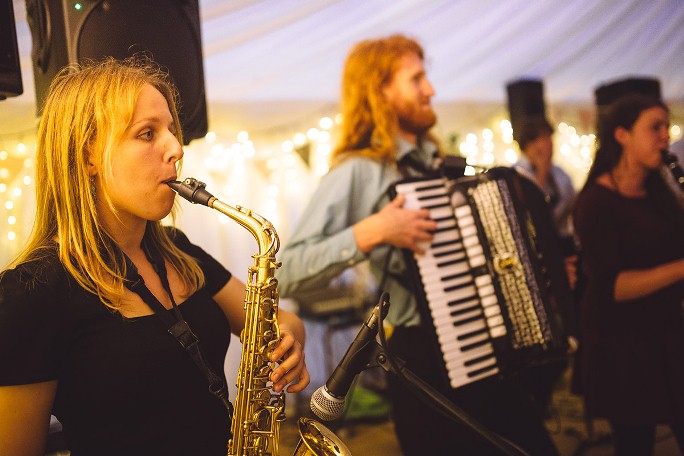 Ruth and Steve of Threepenny Bit playing a barn dance party in Salisbury 2014